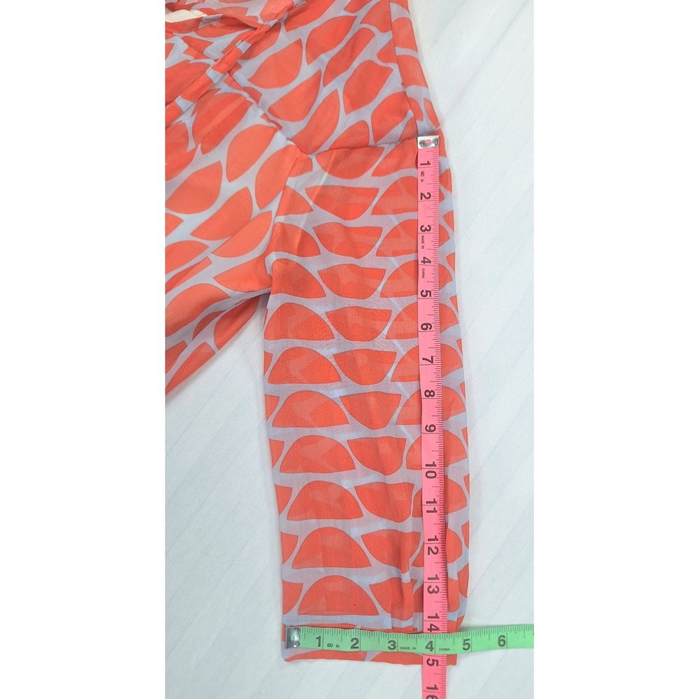 Diane von Furstenberg‎ Silk Mini Dress Orange Navy Geometric Print Size 2 DVF - Picture 4 of 7